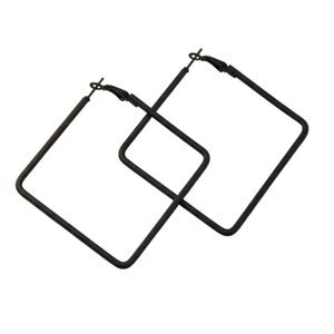 Womens Black Square Hoop Earrings
